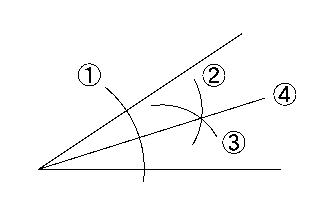 中学　数学　問題演習　角の二等分線の作図のしかたを説明した図