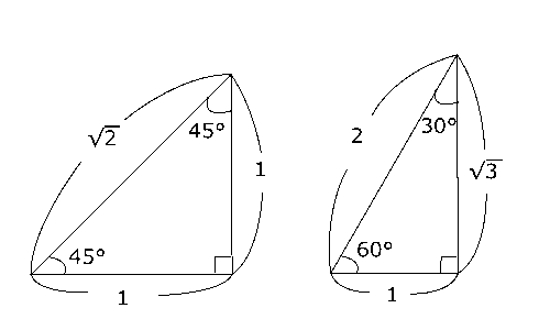 中学　数学　問題演習　角度が45°、45°、90°の直角三角形と角度が30°、60°、90°の直角三角形の辺の比