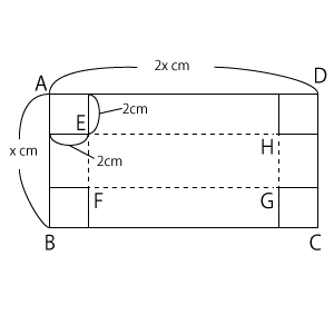 中学　数学　問題演習　長方形の厚紙の図