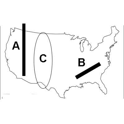 中学　社会　問題演習　アメリカの地図の図