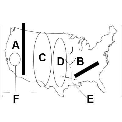 中学　社会　問題演習　アメリカの自然の図