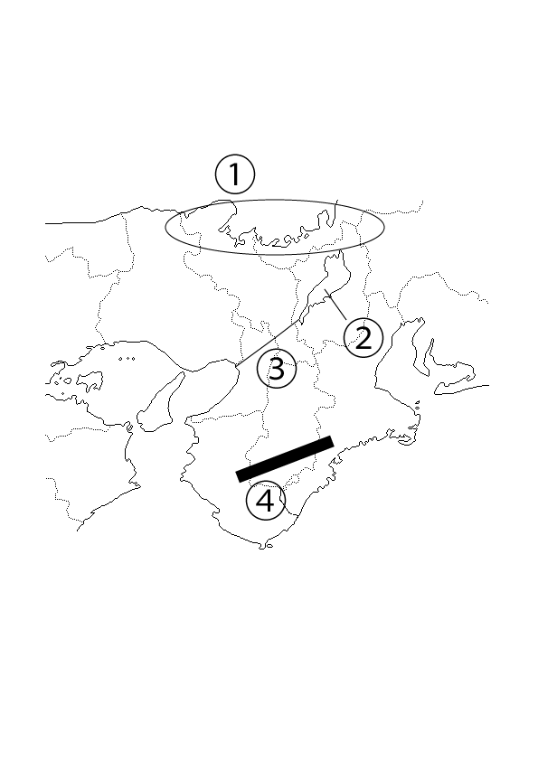 中学　社会　地図　近畿地方の自然