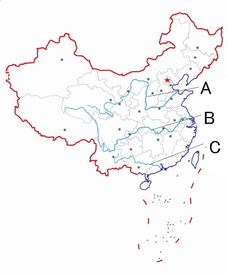 中学　社会　問題演習　中国の地図