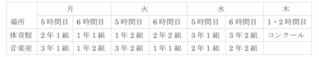 中学　社会　問題演習　「効率」と「公正」の考え方にもとづいて作成した全クラスの練習割り当て表