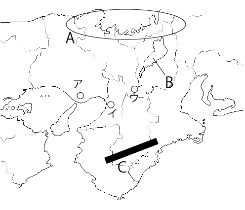 中学　社会　問題演習　近畿地方の地図