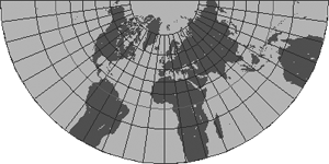 高校　地理　問題演習　単円錐図法の世界地図