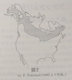 高校　地理　問題演習　一部地域を着色したカナダの地図