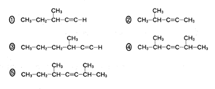 高校　化学　問題演習　有機物の構造式の選択肢の図