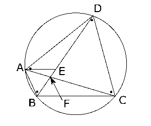 高校　数学　問題演習　円に内接する四角形ABCDの図