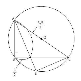 高校　数学　問題演習　△ABCと点D，Eの関係を示した図